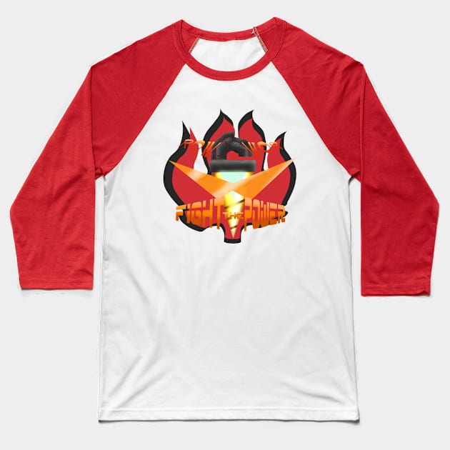 FIGHT THE POWER Baseball T-Shirt by Brojiro